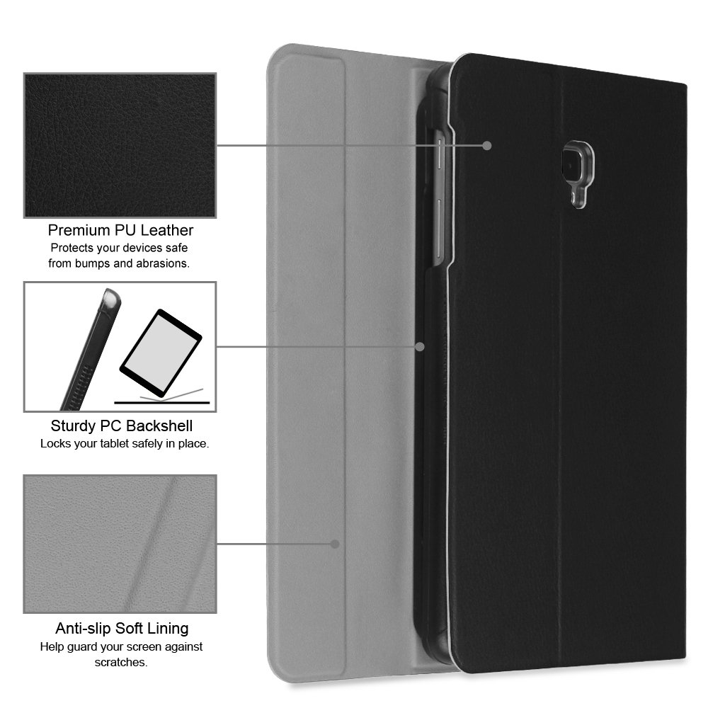 T385 Black Smart Slim Shell Stand Cover with Detachable Wireless