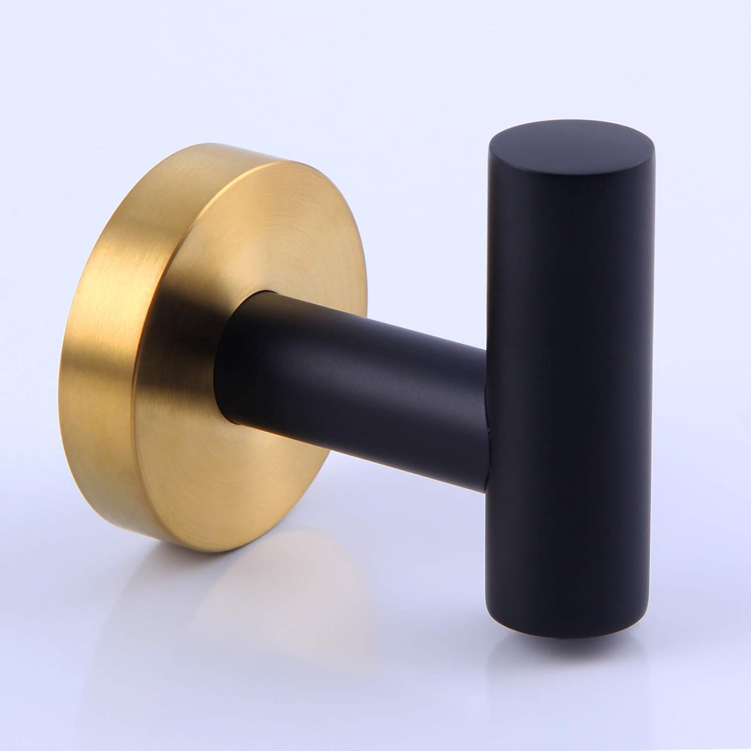 Robe Towel Hook Matte Black and Gold, APLusee Stainless Steel Single Prong Coat Hook Bathroom Kitchen Garage Home Storage Round Utility Hanger - - 