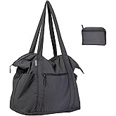 Fynarzel Ultra Light Packable Tote Bag Nylon for Travel, Lightweight Polyester Foldable Totes with Zipper, 25L Collapsible Compact Dark Grey, Gifts for Christmas
