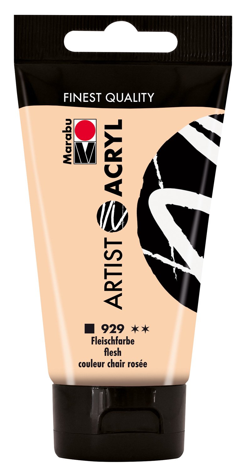 Marabu 12200002929 – Artist Acrylic Flesh Paint, 75 ml, Fine Acrylic Paint in Artist Quality, Water-Based, Pastose Consistency, Highly Pigmented, Very Good Brilliance and Coverage