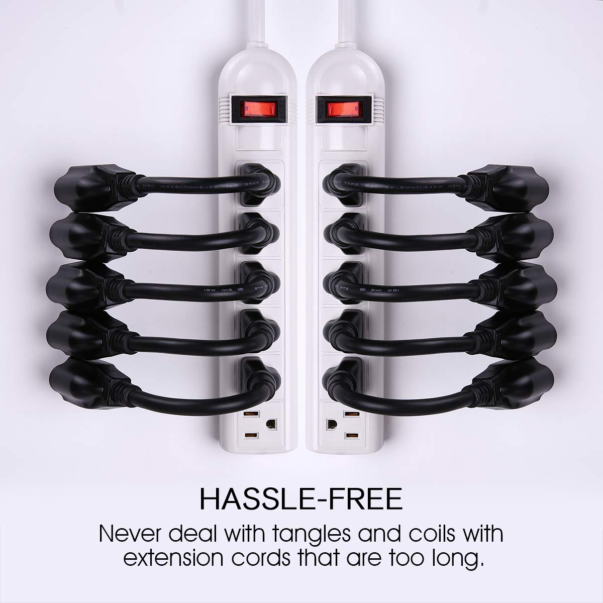 [UL Listed] Miady Short Power Extension Cord Outlet Saver, 16AWG/13A, 3