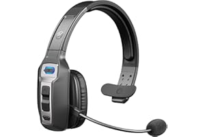 BRAMMAR Trucker Bluetooth Headset with AI Noise Cancellation Microphone, Trucker Headset with 65Hrs Talk Time & Mute Button, Multipoint Connection, Bluetooth Headsets Fit for Truck Drivers/Cell Phones