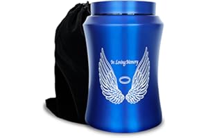 CHIEMOT Up to 220 lbs Large Urns for Ashes Adult Male-Female, Angel Wings in Loving Memory Decorative Cremation Urn for Human Ashes with Velvet Bag(Blue)