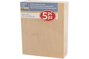 8" x 10" Cradled Wood Painting Panel Pack by Artist's Loft - Great for Painting, Decoupage, Decoration, Art & Crafts - 5 Pack