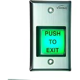 Visionis VIS-7000 Green Square Push to Exit Button, Steel, LED, Indoor | Request to Exit, NO/NC/COM Outputs, Access Control, LED Light, Wall Mount, Single Gang, Stainless Steel