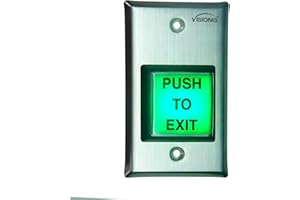Visionis Push to Exit Button VIS-7000 Indoor Green Square Request to Exit Stainless Steel for Door Access Control with LED Light, NC, C and NO Outputs