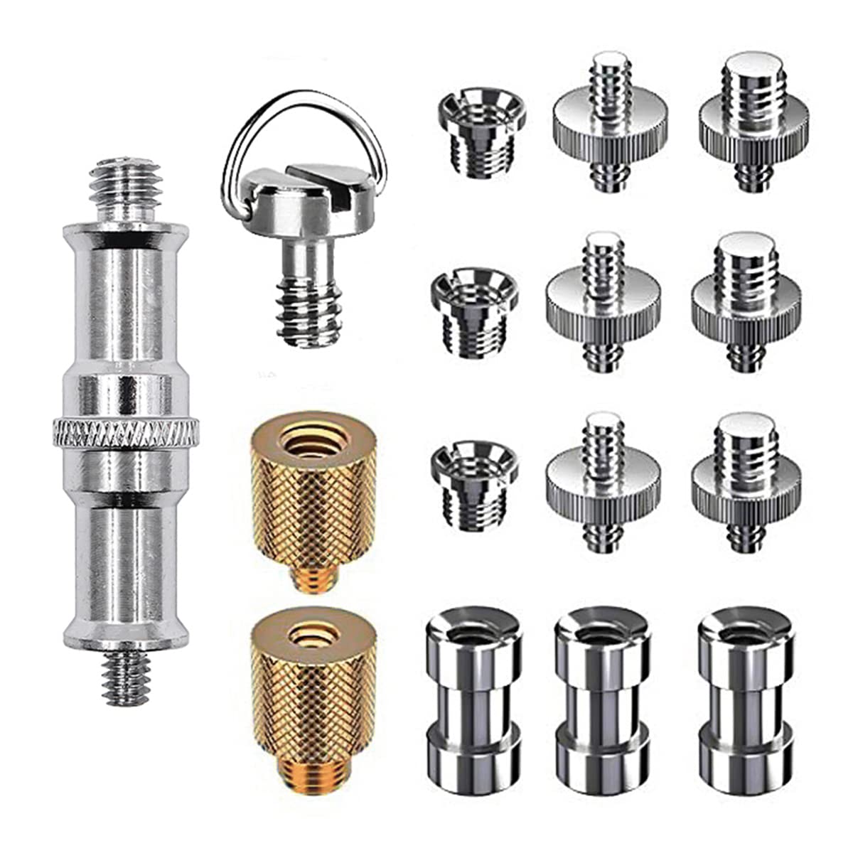 Hsthe Sea Camera Screw Kit 16Pcs Tripod Mount Screw Adapter 1/4" to 1/4" 1/4" to 3/8" Converter Threaded Screws Adapter for Camera Tripod Stand Mic