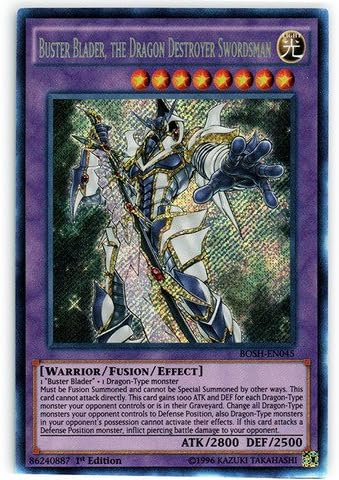 Amazon Com Yu Gi Oh Buster Blader The Dragon Destroyer Swordsman Bosh En045 Breakers Of Shadow 1st Edition Secret Rare Toys Games