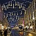 Cobbe Meteor Shower Falling Rain Lights - 8 Tubes 192 LED Icicle Snow Falling Christmas Lights Outdoor Raindrop Lights, Wedding Party Tree Decoration Warm White - Holiday Day Decor