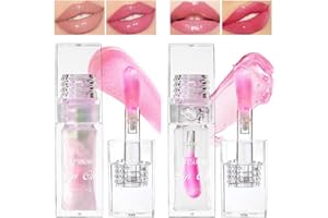 GINADAY 2 Pcs Magic Color Changing Lip Oil,Moisturizing Lip CareNon-Sticky Tinted Lip Oil, Fresh Texture Lip Glow Oil. (Color Changing Lip Oil & Pearlescent Color Changing)