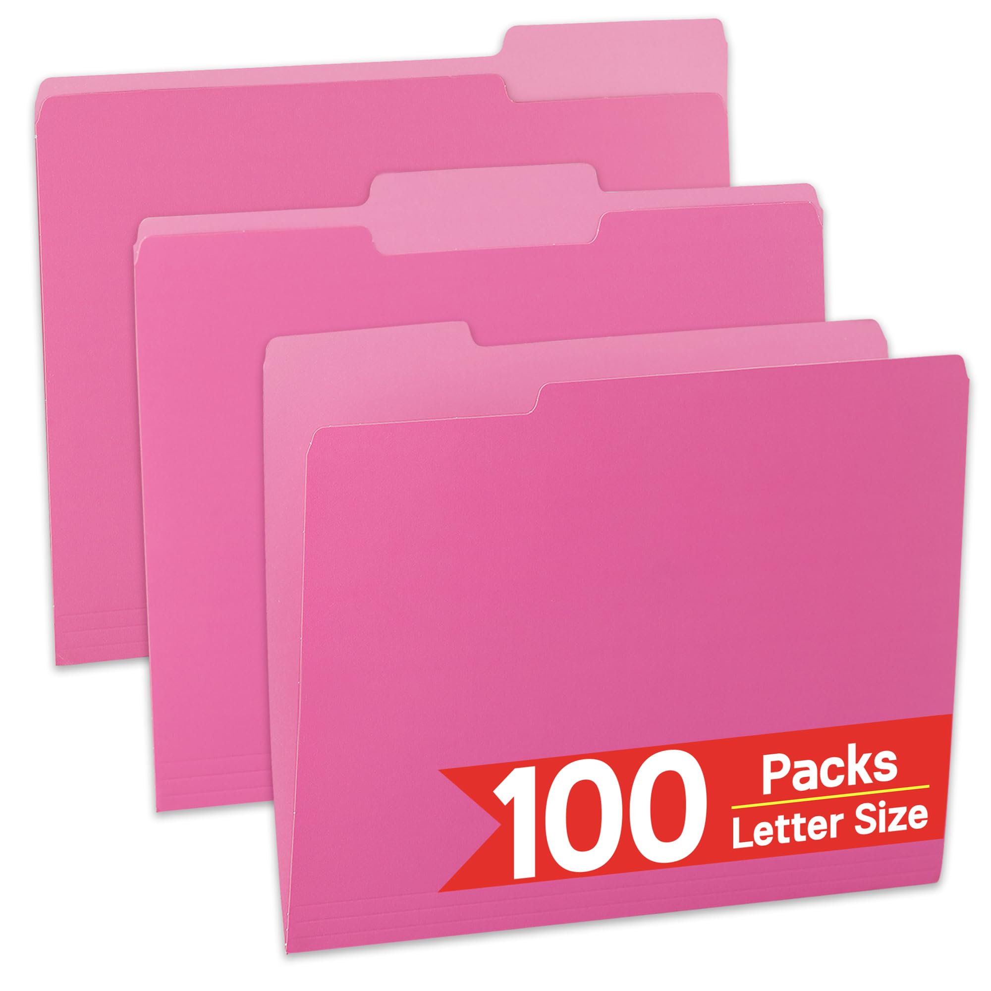 Photo 1 of 100 Packs File Folder,1/3-Cut Tabs,File Folders Letter Size,8.5x11 Pink File Folders for Office,School and Home,Organizer Documents