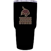 R and R Imports Texas State Bobcats 24 oz Black Insulated Stainless Steel Tumbler Officially Licensed Collegiate Product