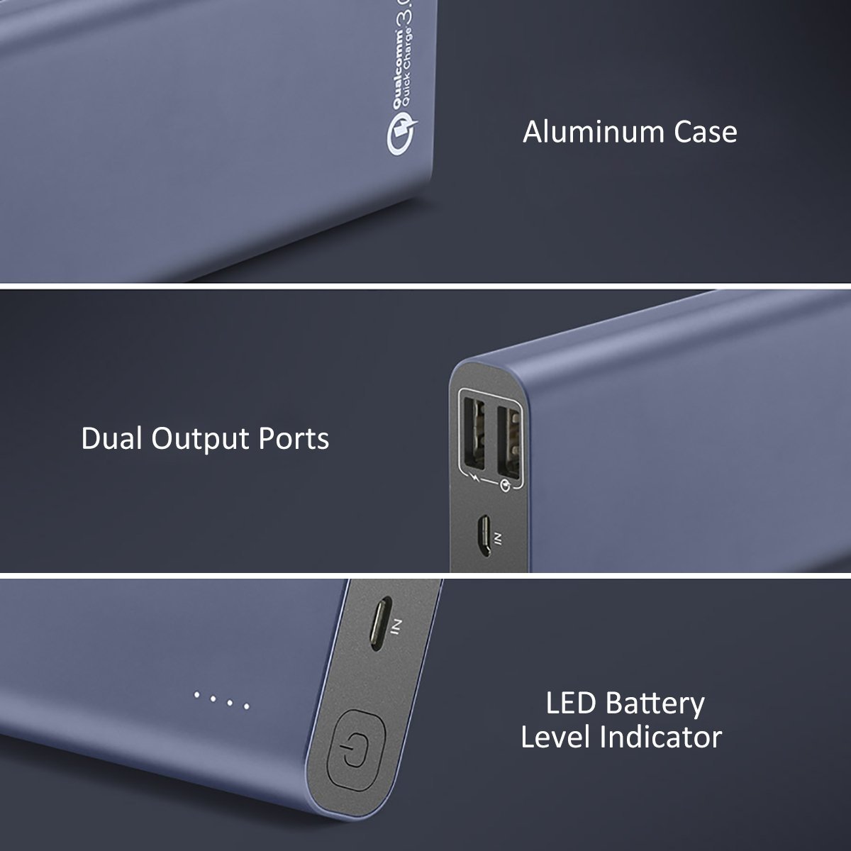 Power Bank 15600mAh Dual USB - BlitzWolf Qualcomm Quick Charge 3.0 Portable Charger with Micro USB Cable, Compact External Battery Pack with Power 3S Tech for iPhone Samsung Android Phone Tablets