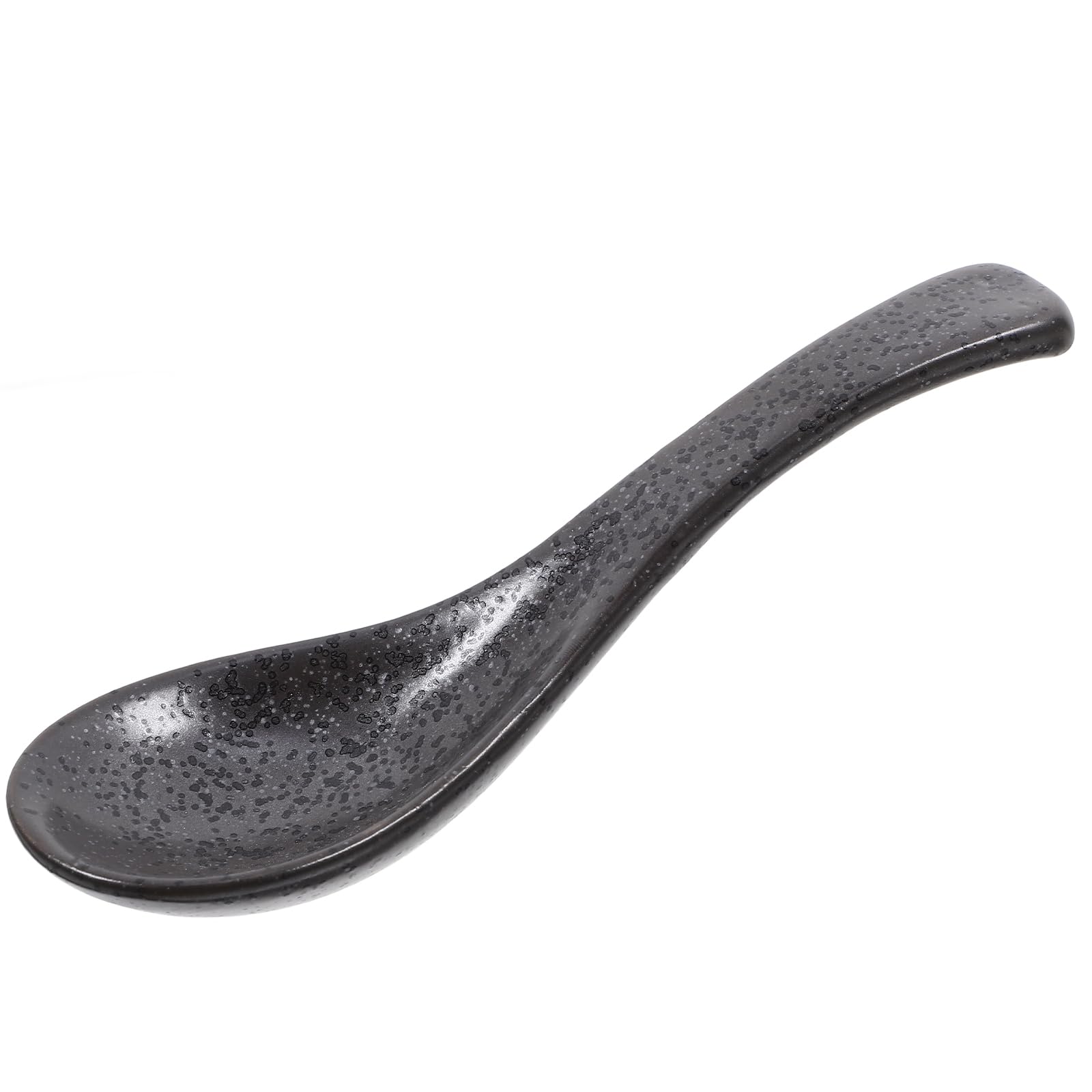 iplusmile Black Ceramic Japanese Spoon Retro Asian Soup Spoon for Ramen Dumplings and Noodles Kitchen Tableware