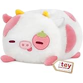 Mewaii Strawberry Cow Plush Pillow, Kawaii Cow Stuffed Animals, Cute Plushies for Girls, Soft Pink Cow Plush, Birthday Gifts for Kids Adults Teens (16 Inch)