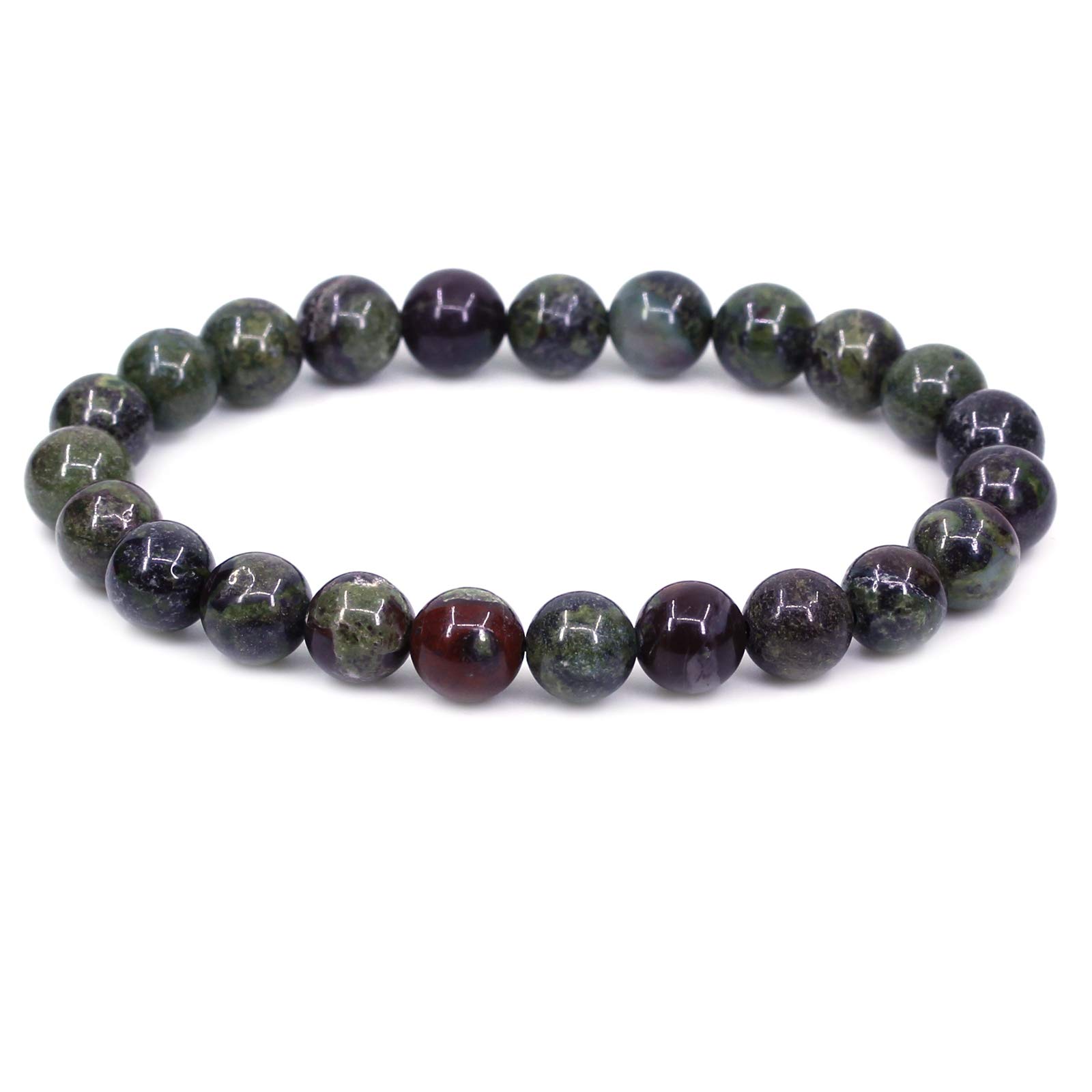 CHENYUE Natural Dragon Blood Jasper Gemstone 8mm Round Beads Stretch Bracelet 7" Unisex โ image 1