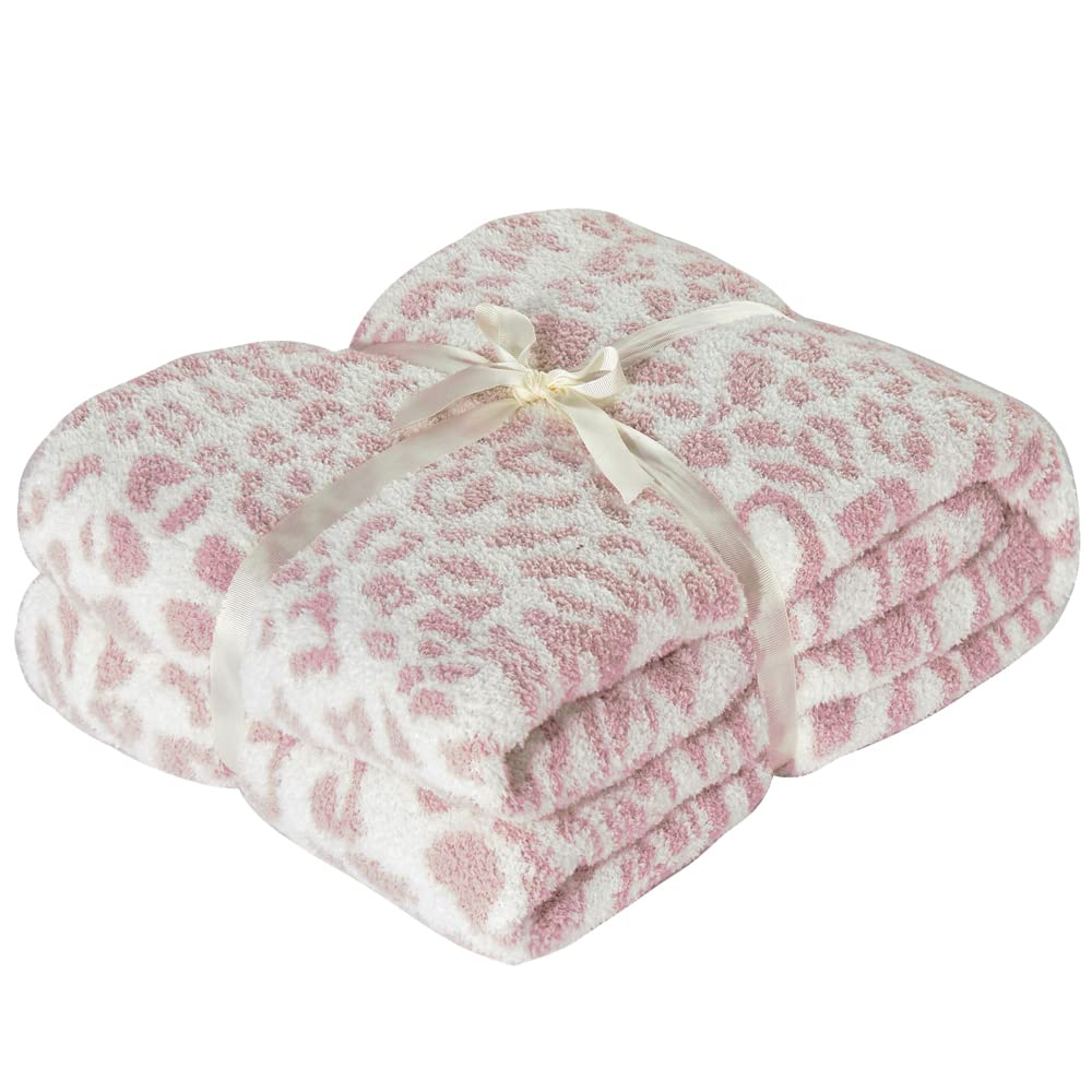 Photo 1 of 100% Polyester Microfiber Fluffy Leopard Print Big Blanket Queen Bed Blanket Super Soft Chic Cozy Lightweight Thick Blanket for Sofa Bed 90"X90" Stone ­ (Pink, Queen 90"X90")