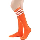 Bestjybt Womens Stripes Knee High Tube Socks Casual Athletic Socks Sport Socks
