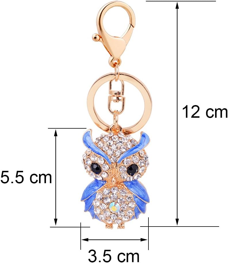 Keychain Keyring Owl Metal Bling Crystals Rhinestone Keyfob Charm Pendant for Handbags,Wind Chimes, Red, 5cm length - Image 4