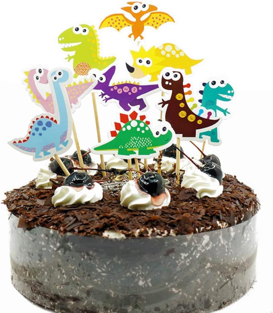 SONSMER Dinosaur Cake Topper, Happy Birthday Twinkle DIY Glitter First Birthday Cupcake Topper Cake Smash Candle Alternative Party Handmade