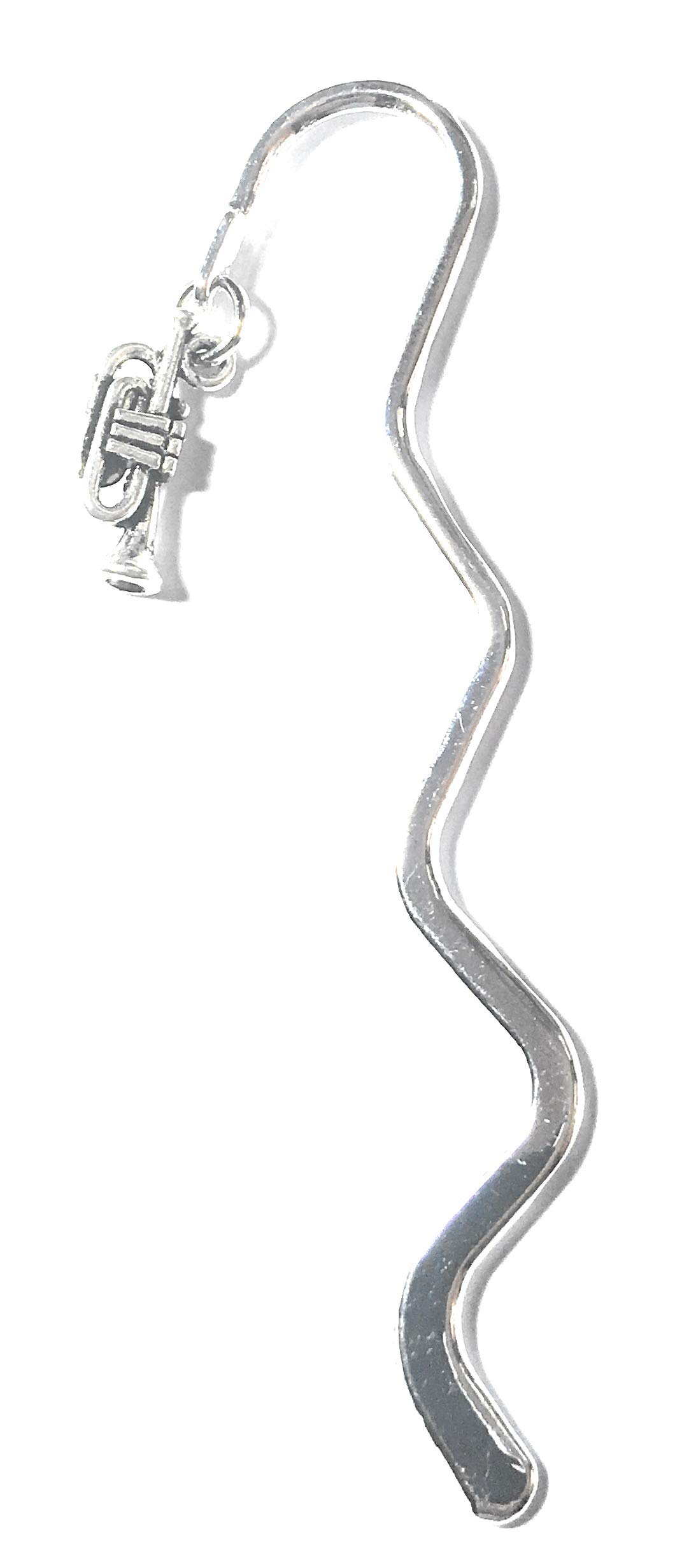 FizzyButton Gifts Silver Tone mini Bookmark with Trumpet Charm, in Gift Bag