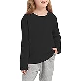 Girls/Toddlers Long Sleeve Shirts Kids Crewneck Soft Cotton Fall Tops Girls' Basic Long Sleeve Tee(2-14Years)
