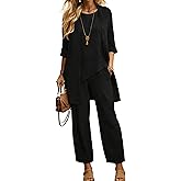 DEPENSL Women's 3 Piece Outfits Loungewear Sets Cardigan Cover up Tank Top Wide Leg Pant Suits Spring 2026