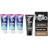 hello Dragon Dazzle Blue Raspberry Kids Toothpaste &amp; Activated Charcoal Epic Whitening Fluoride Free Toothpaste, Fresh Mint + Coconut Oil, Vegan &amp; SLS Free