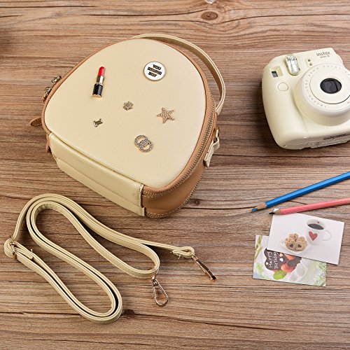 Katia Mini 9 Zipper Universal Camera Case Compatible Fujifilm Instax Mini 8 Film Camera, HP Sprocket Portable Photo Printer/Polaroid Snap Camera Shoulder Strap - Beige