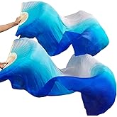 KIKIGOAL 1 Pair(Left+Right) Women Real Silk Belly Dance Fan Veil, Length 180cm Width 90cm