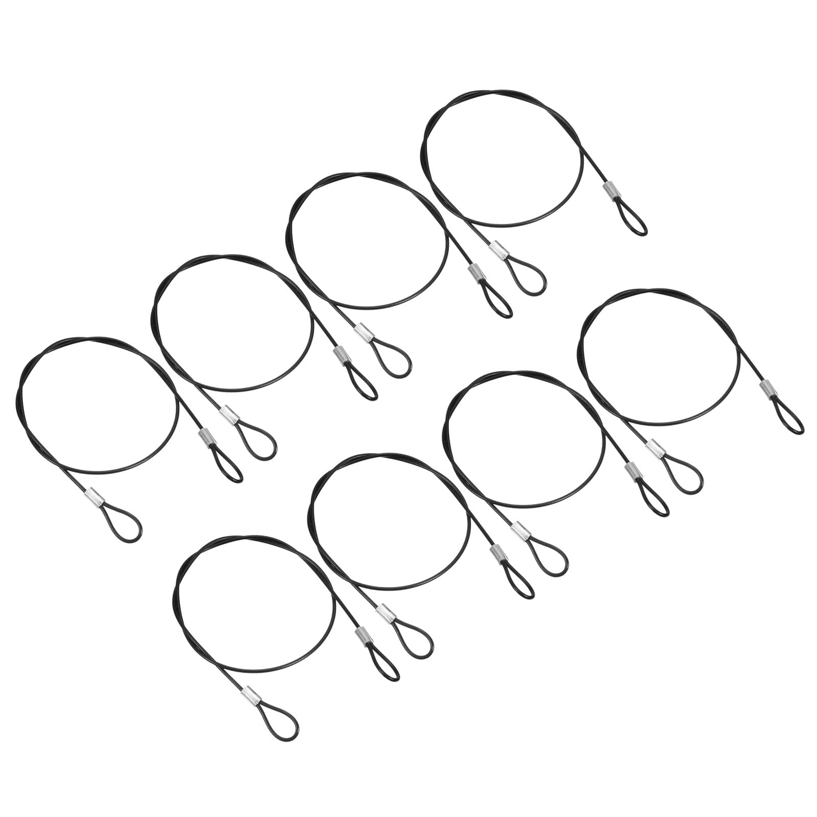 PATIKIL 1.6Ft Safety Cable Lock, 12 Pack Stainless Steel 2mm Dia Security Wire Rope with Double Loop for Stage Lighting Luggage Lock Black — image 1