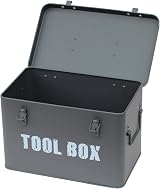 simpahome Slate Grey Metal Toolbox Retro Vintage Single Tray Lockable Lid view 2