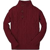 Kingdenergy Kids Sweaters Boys Turtleneck Button Up Cable Knit Winter Warm Long Sleeve Fall Pullover Sweater Tops