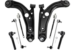 TRQ Front Steering & Suspension Kit Control Arm with Ball Joint Sway Bar Stabilizer Link Tie Rod Compatible with 2012-2017 Fiat 500