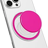 Svanove Magnetic Cell Phone Grip Compatible with Magsafe, Collapsible Phone Stand Holder Round Expanding Kickstand for iPhone Samsung Mobile Phones, Cute Soft Silicone Glossy Jelly, Neon Hot Pink