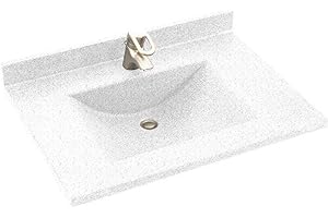 SWANSTONE Swan CV02231.035 Contour Solid Surface Single-Bowl Vanity Top, 31-in L X 22-in H X 6.25-in H, Arctic Granite