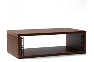 AcouZen Desktop Studio Rack – 2U/3U/4U Wooden 19-Inch Rack for Studio Gear, Natural or Walnut Engineered Wood, Tabletop Mount for Audio Equipment(Walnut Finish, 3U)