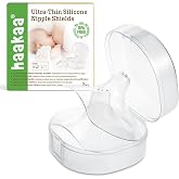 haakaa Nippleshield Silicone Nipple Shields for Breastfeeding with Carry Case Ultra-Thin Super-Soft (18mm, 2pk)