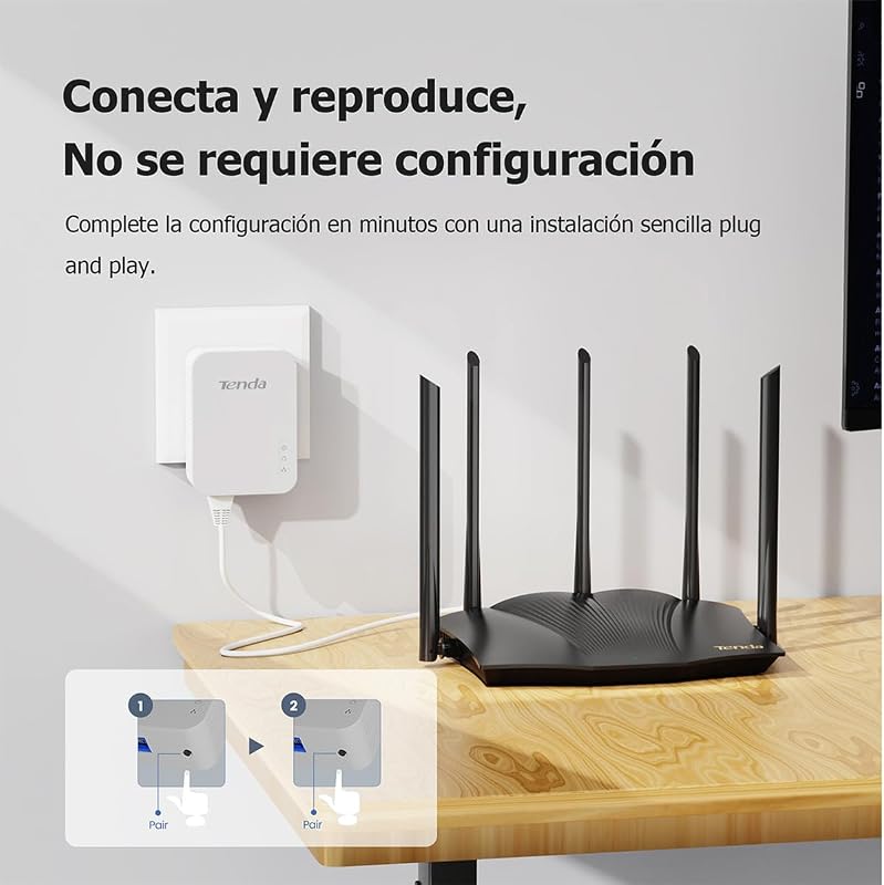 Adaptadores de comunicação tenda ph3 powerline - plc, adaptador de rede gigabit ethernet powerline (1000 mbps, economia de energia, plug and play, 2 peças)