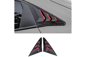 BOLTRY Horry ABS Carbon Fiber Print Rear Side Window Louvers Air Vent Scoop Shades Cover Blinds Trim for Honda Civic Hatchback Type R 2016 2017 2018 2019 2020 2021（Red+Carbon Fiber）