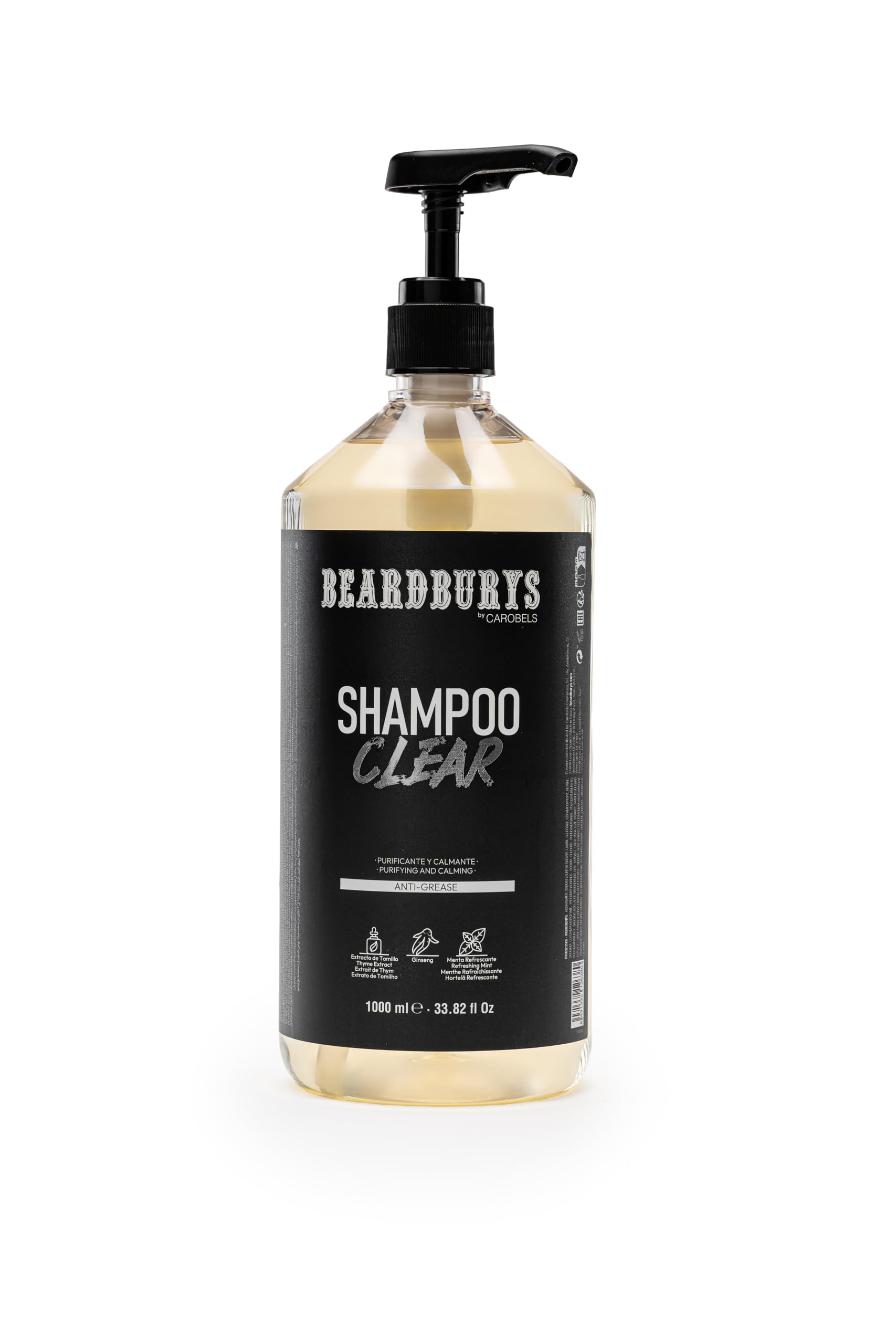 Beardburys Clear Shampoo for Oily Hair, Deep Cleansing, Refreshing Formula, Reduces Grease and Oil, Ideal for Daily Use, Paraben-Free 1 Litre — image 1