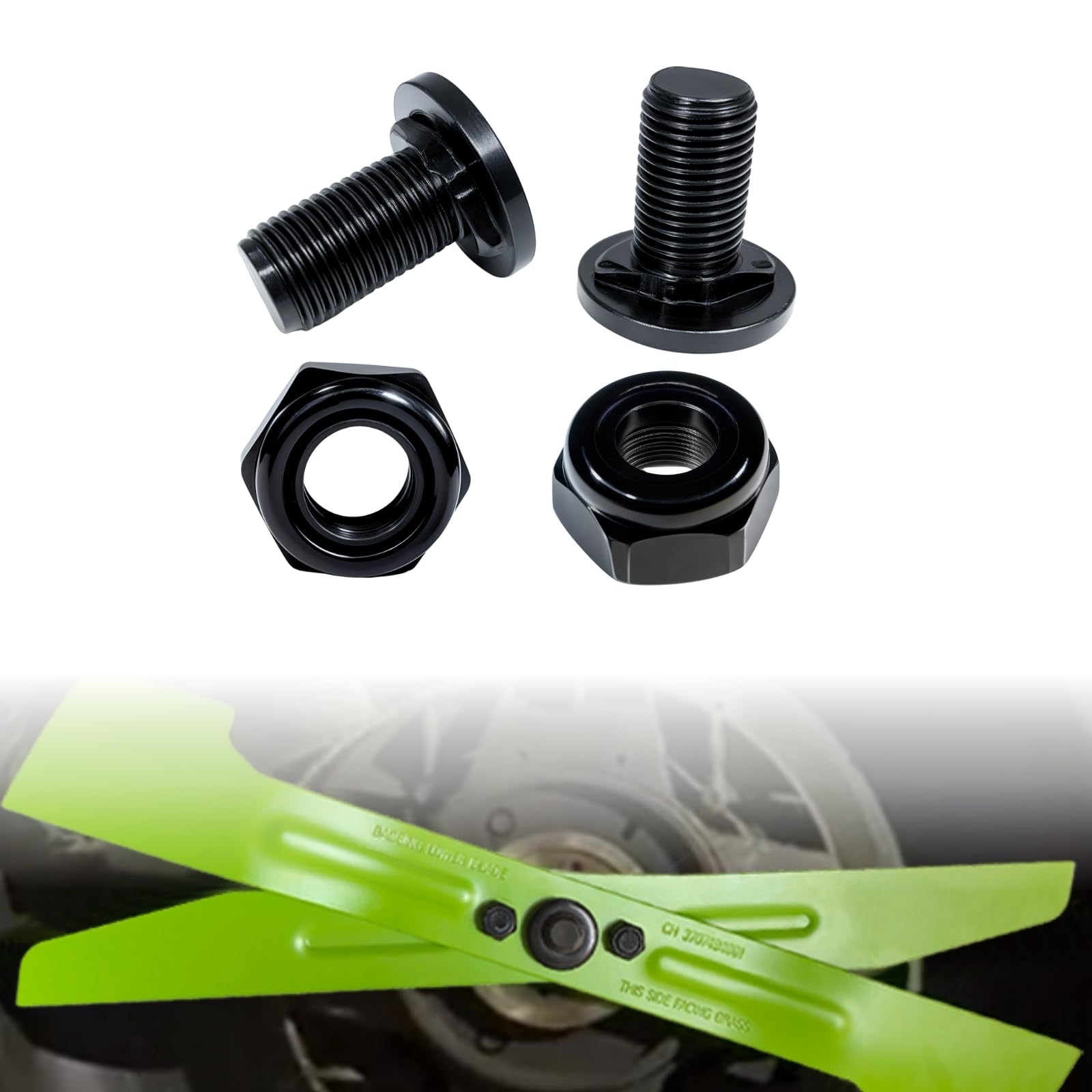 Photo 1 of 5640321002 Lawn Mower Blade Bolt&5630351002 Lock Nut Kit–Compatible with EGO LM2130,LM2133,LM2130SP,LM2135SP,LM2150SP&LM2156SP–Replacement Hardened Steel Blade Bolt and Nut Set (2-Pack) (Black)