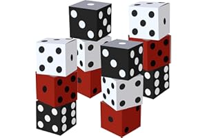 Ctosree 12 Pcs Large Casino Dice Boxes 11 in Casino Theme Party Decoration Las Vegas Themed Night Jumbo Giant Vegas Dice Centerpieces Table Top for Graduation Prom Birthday Party(Black, White, Red)