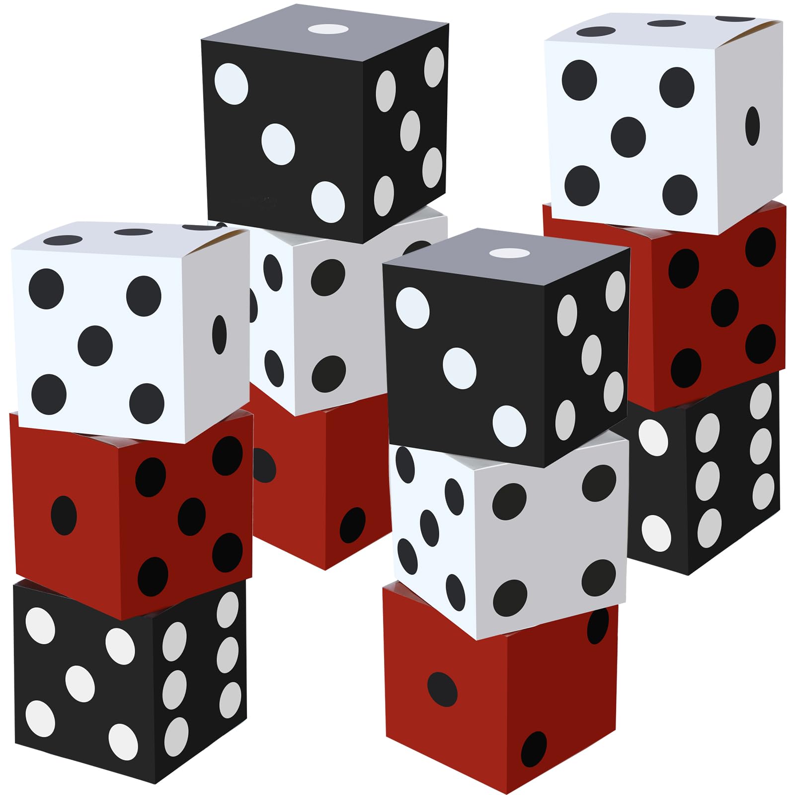 Photo 1 of Ctosree 12 Pcs Large Casino Dice Boxes 11 in Casino Theme Party Decoration Vegas Jumbo Giant Dice Centerpieces Table Top Dice Casino Night Graduation Prom Birthday Party Supply(Black, White, Red)
