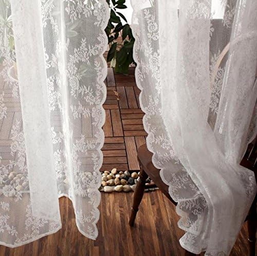 JOLIN Sheer Panels White Lace Curtains Living Room Shade Balcony Drapes