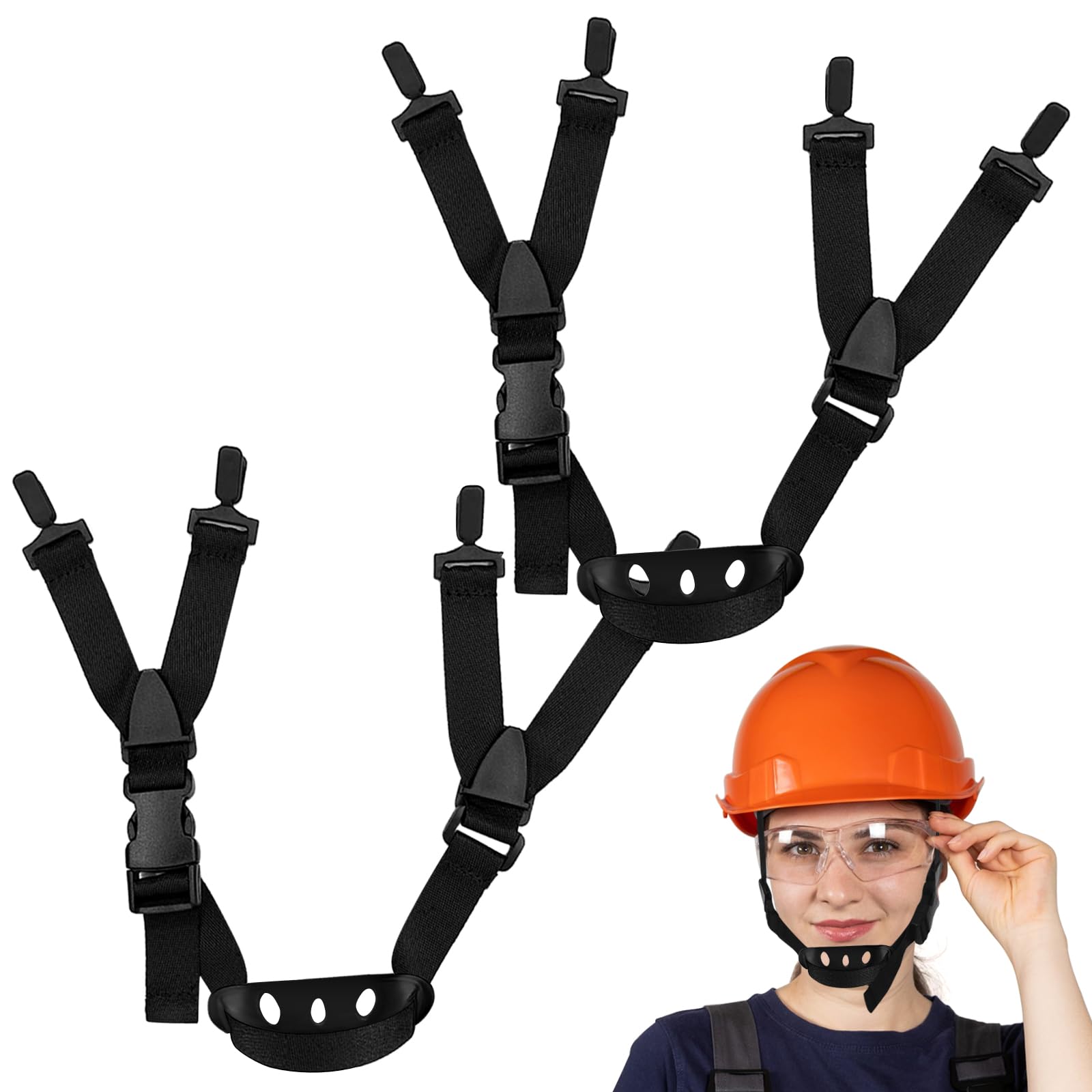 2Pcs Hard Hats Chin Strap With Detachable Elastic Strap And Chin Cup Adjustable Strap Chin Strap Universal Elastic Safety Helmet Strap Construction Compatible with Most Hard Hats on The Market