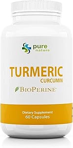 Turmeric Curcumin PureNature 100% Pure Curcumin Extract (Standardized to 95% Curcuminoids) 1,300mg 60 Capsules