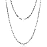 PECHEW Wheat Chain Necklace for Men and Women, 2.5mm/3mm/4mm Silver Tone Stainless Steel Chain, Simple Jewelry Gift, 16-26 Inch