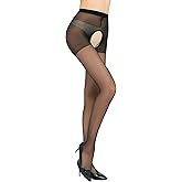 PERAMBRY Sexy Pantyhose for Women Thigh High Silky Stockings Sheer Hollow Out Tights | 12 Denier