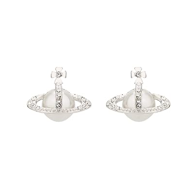 Vivienne Westwood Pearl Saturn silver earrings with special packing box and paper bag
